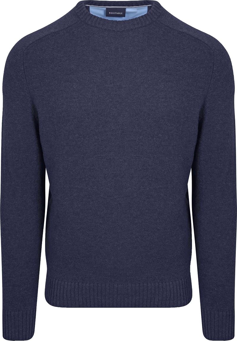 Suitable Lammwolle Pullover Rundhals Navy - Größe M günstig online kaufen