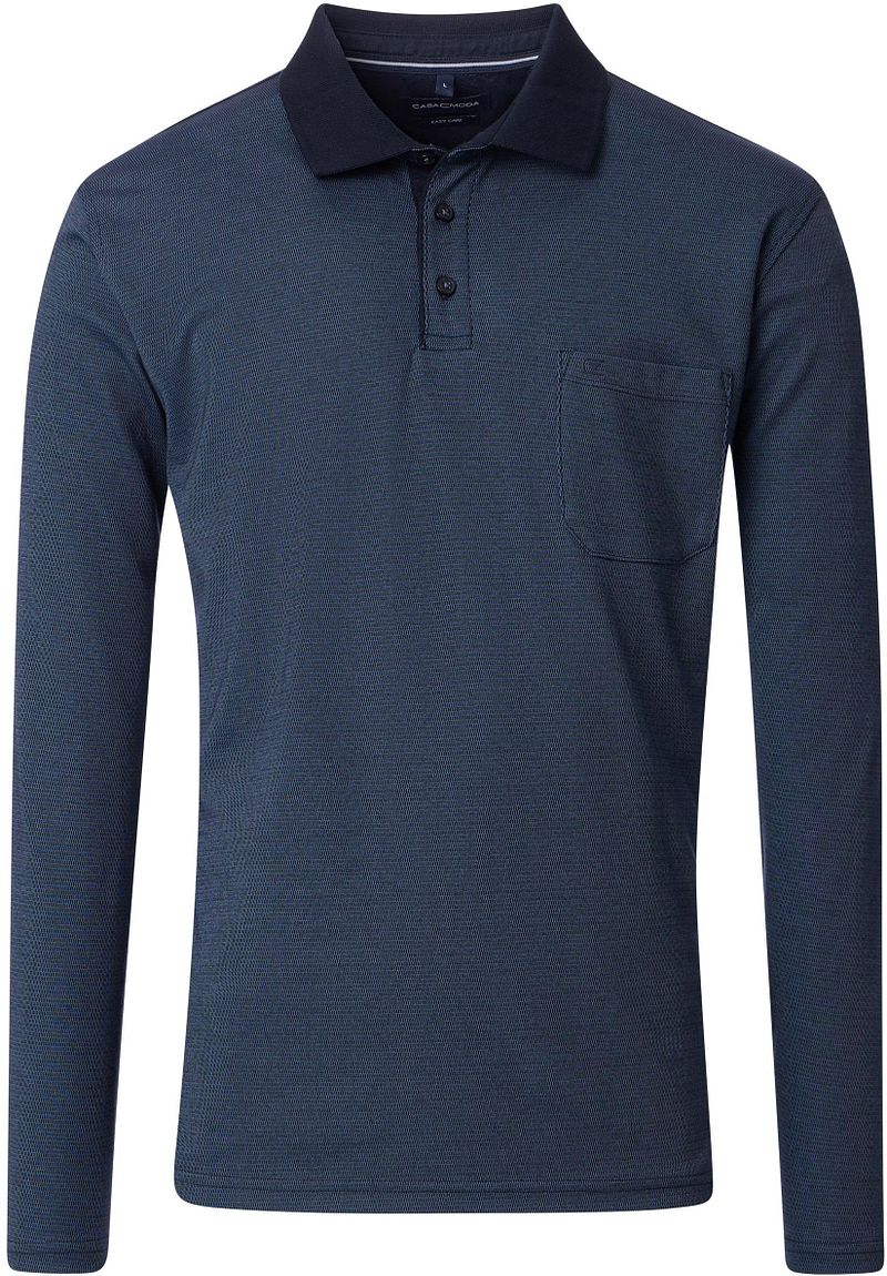 Casa Moda Long Sleeve Poloshirt Structure Navy - Größe 5XL günstig online kaufen