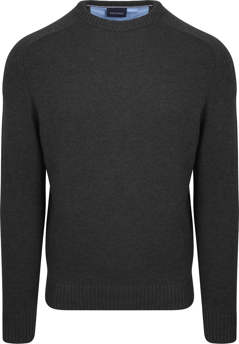 Suitable Lammwolle Pullover Rundhals Anthrazit - Größe M günstig online kaufen