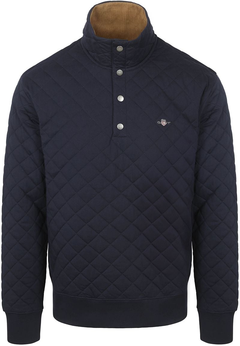 Gant Quilted Mocker Pullover Navy - Größe 3XL günstig online kaufen