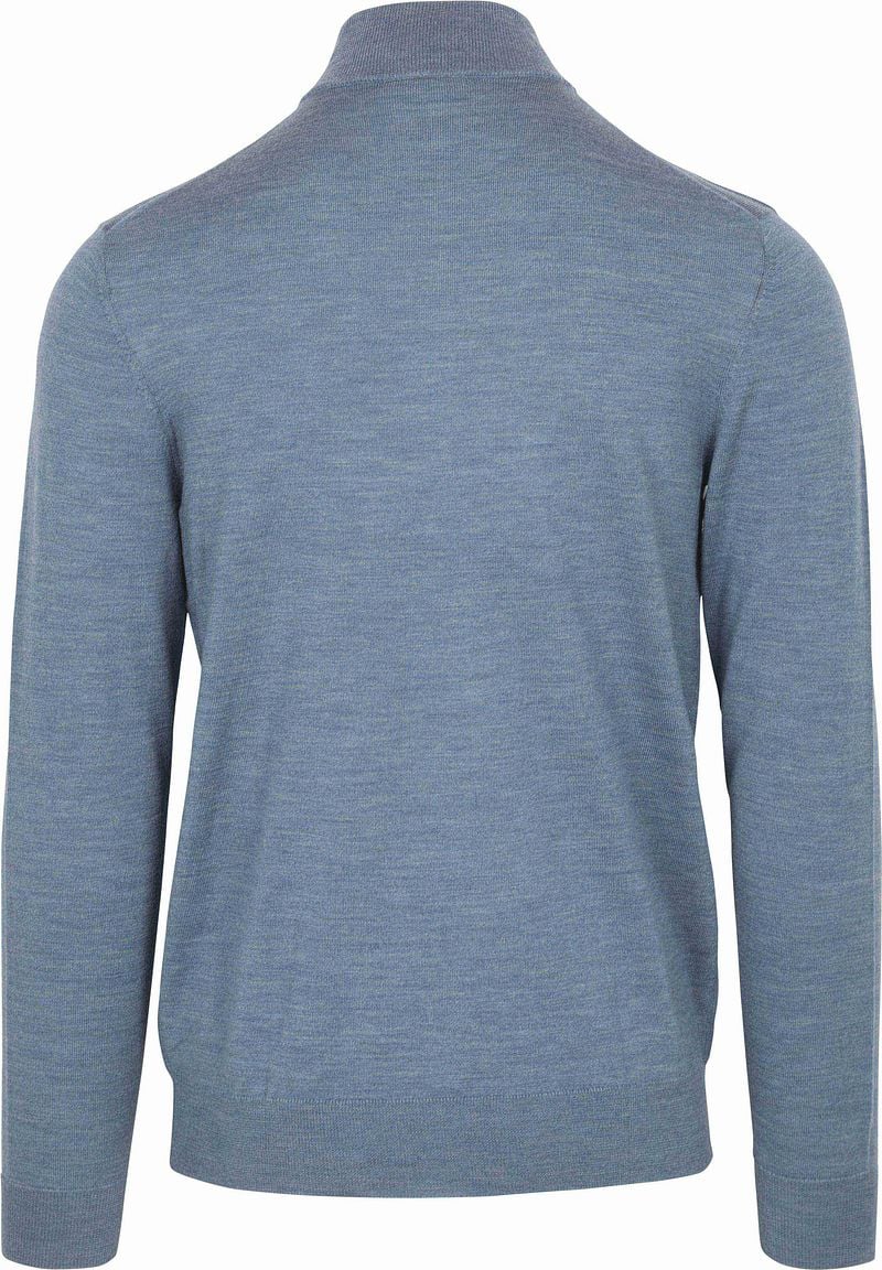 Profuomo Half Zip Pullover Merinowol Melange Blauw