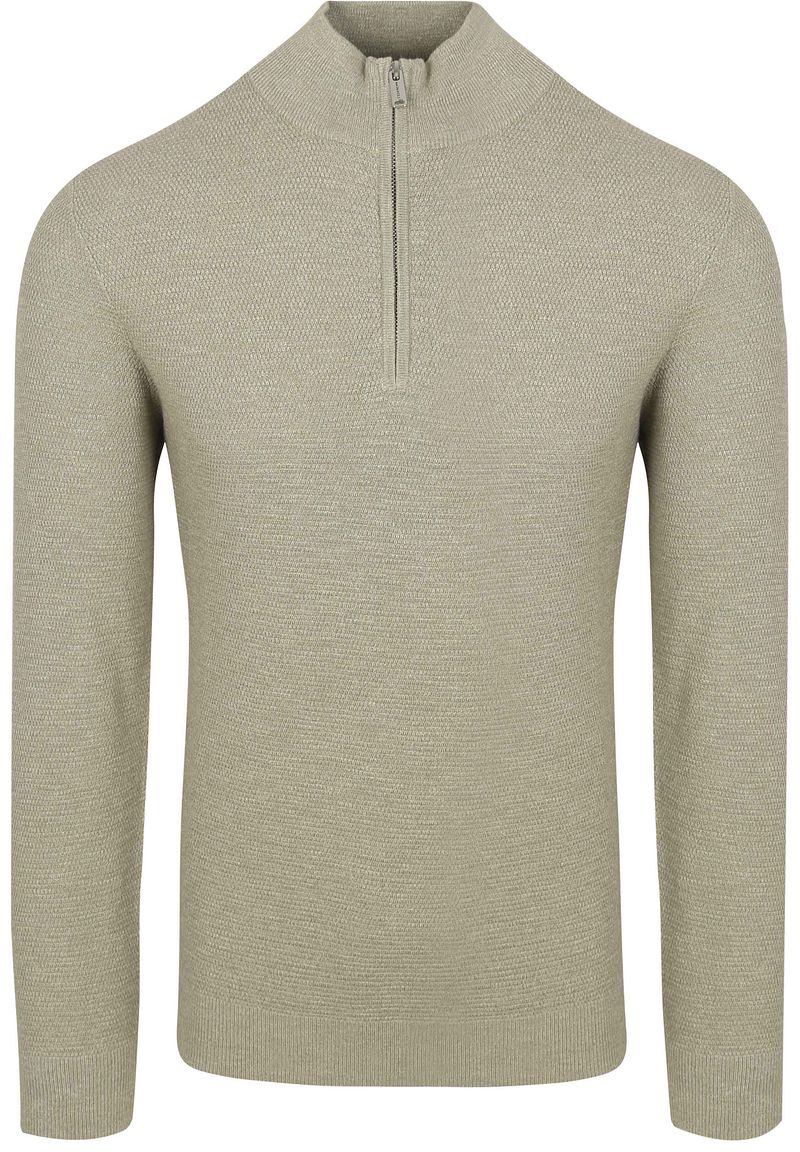 Profuomo Half Zip Pullover Struktur Mid Grün - Größe XL günstig online kaufen