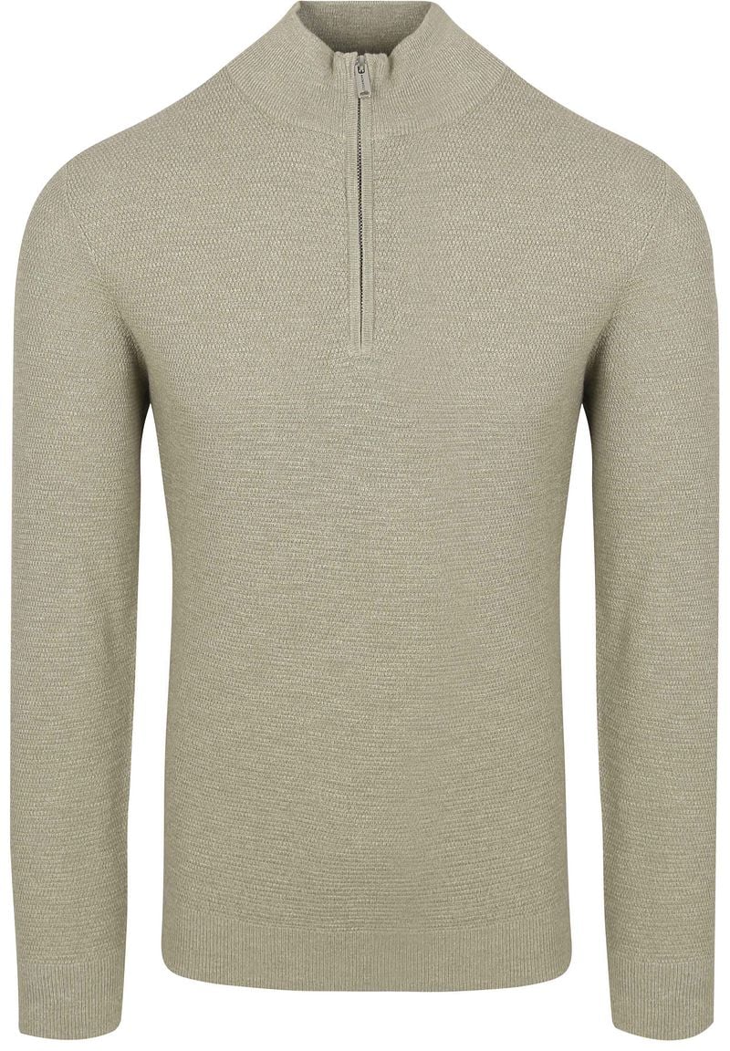 Profuomo Half Zip Pullover Struktur Mid Grün - Größe XL günstig online kaufen