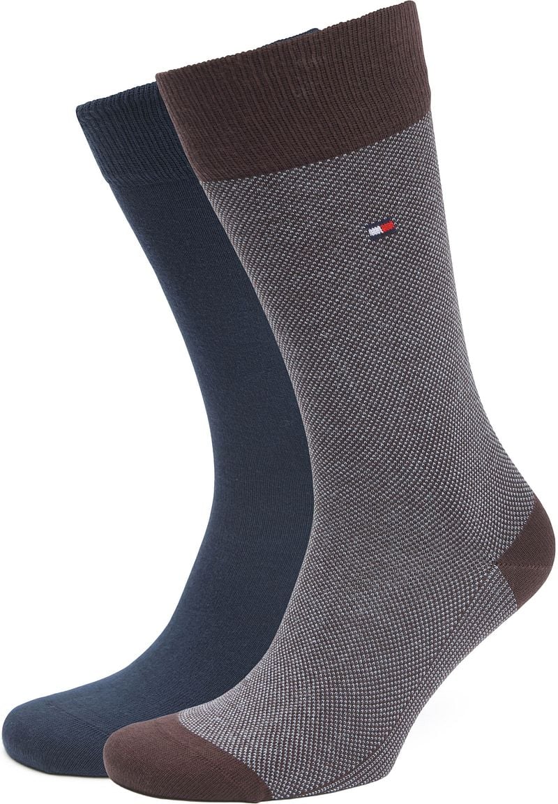 Tommy Hilfiger 2-Pack Socken Birdseye Burgundy Navy - Größe 43-46 günstig online kaufen