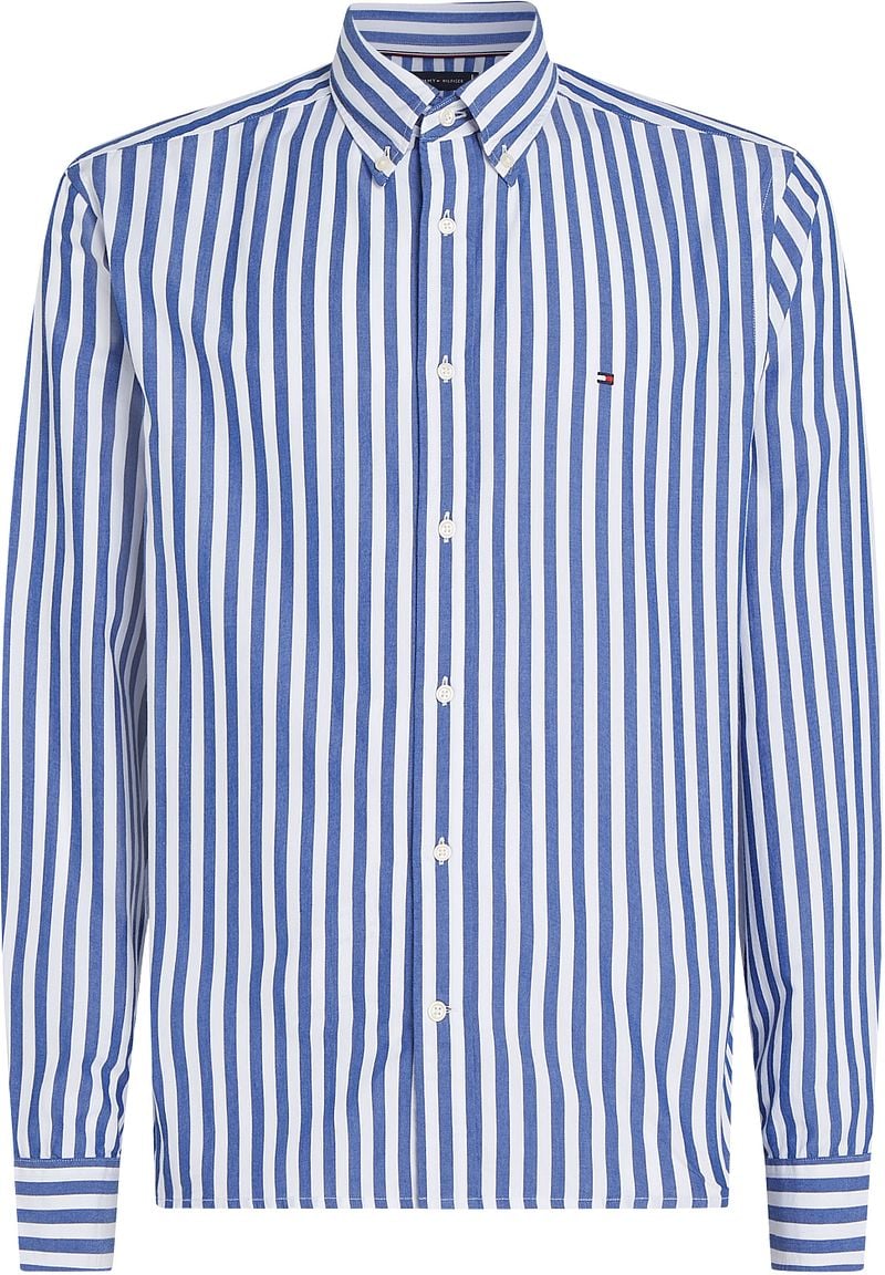 Tommy Hilfiger Poplin Hemd Streifen Blau - Größe M günstig online kaufen