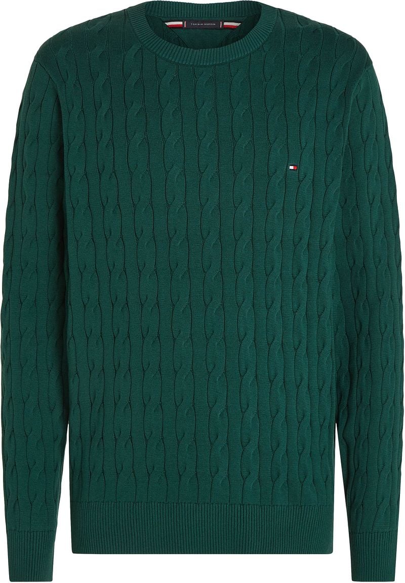 Tommy Hilfiger Pullover Cable Dunkelgrün - Größe L günstig online kaufen
