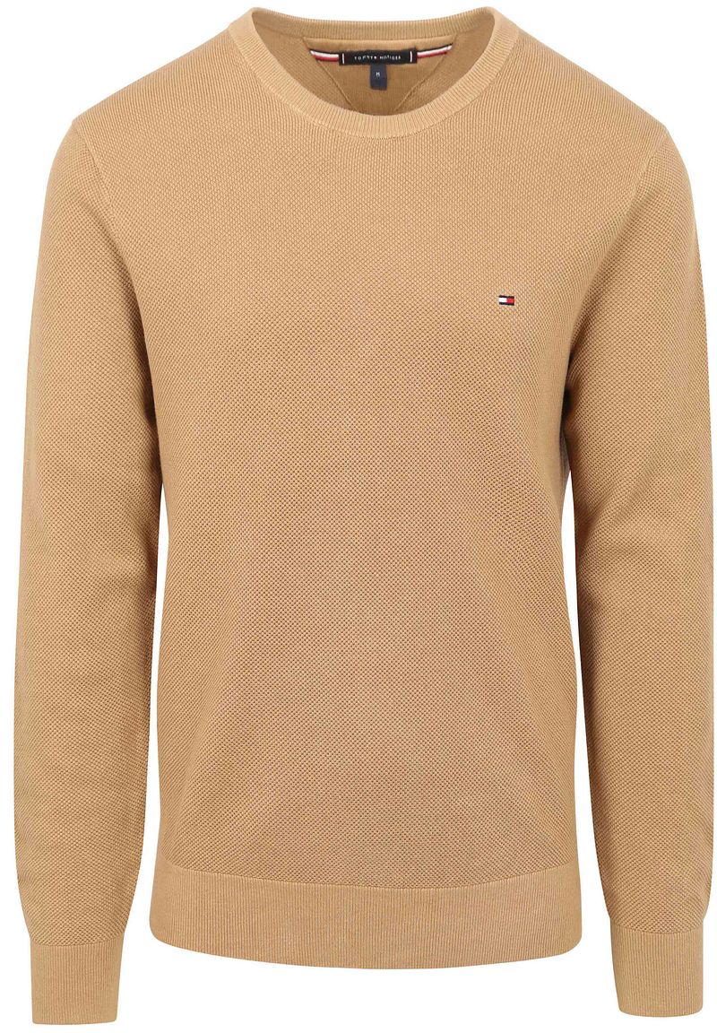 Tommy Hilfiger Beige Crewneck Sweater met Vlag Borduurwerk Beige Heren