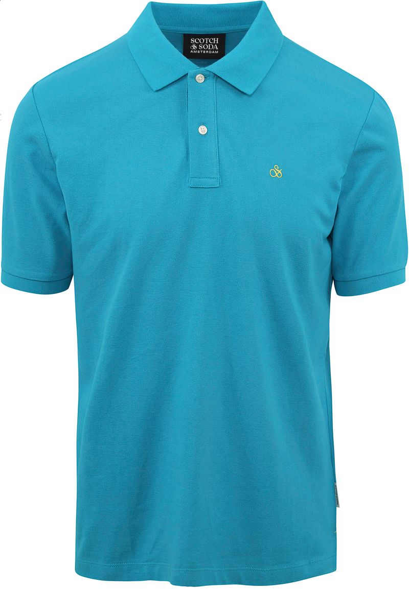 Scotch and Soda Polo Piqué Bleu Turquoise taille M