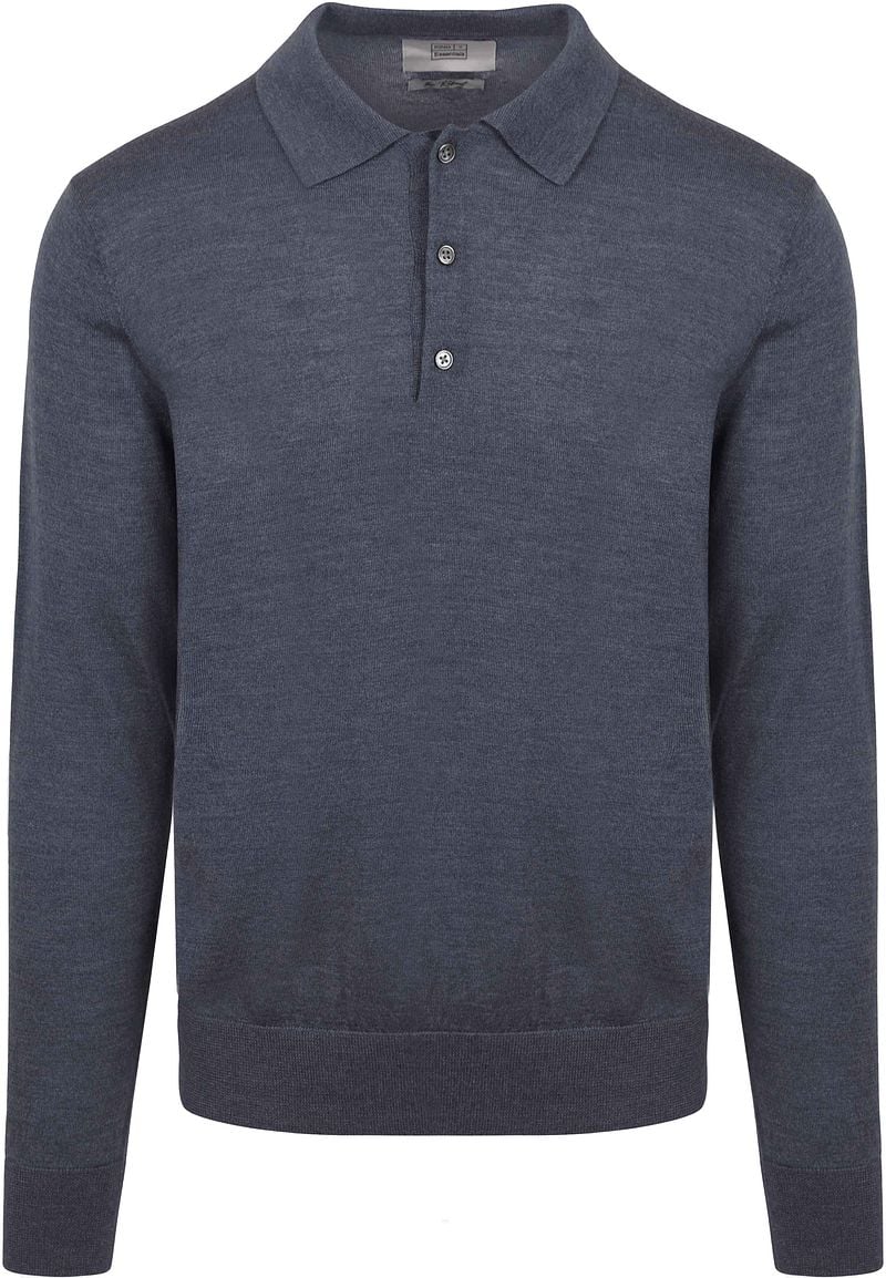 KING Essentials The Robert Long Sleeve Poloshirt Merino Antraciet