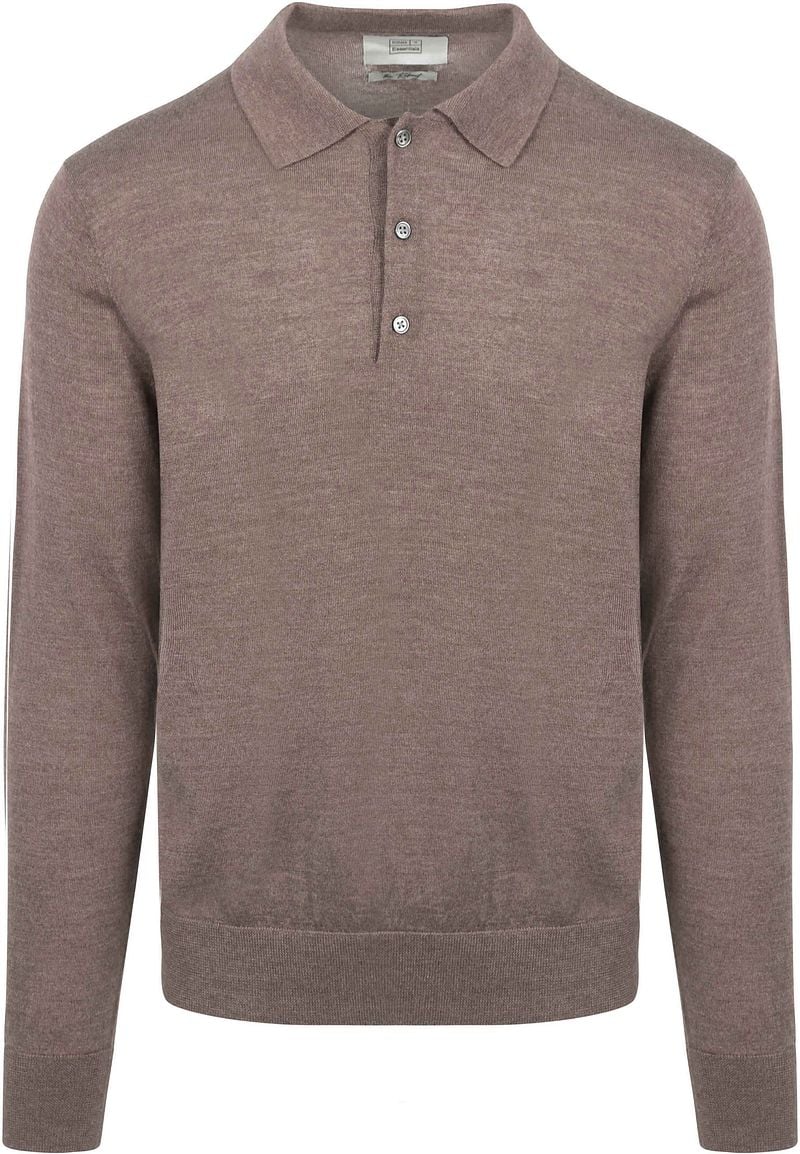 KING Essentials The Robert Long Sleeve Poloshirt Merino Bruin