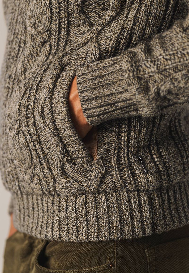 State of Art Vest Heavy Cable Wolmix Beige