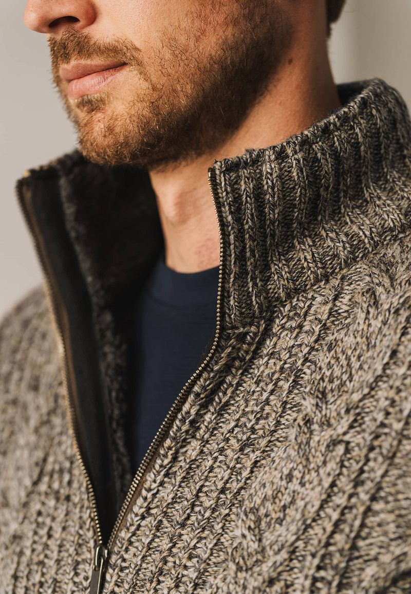State of Art Vest Heavy Cable Wolmix Beige