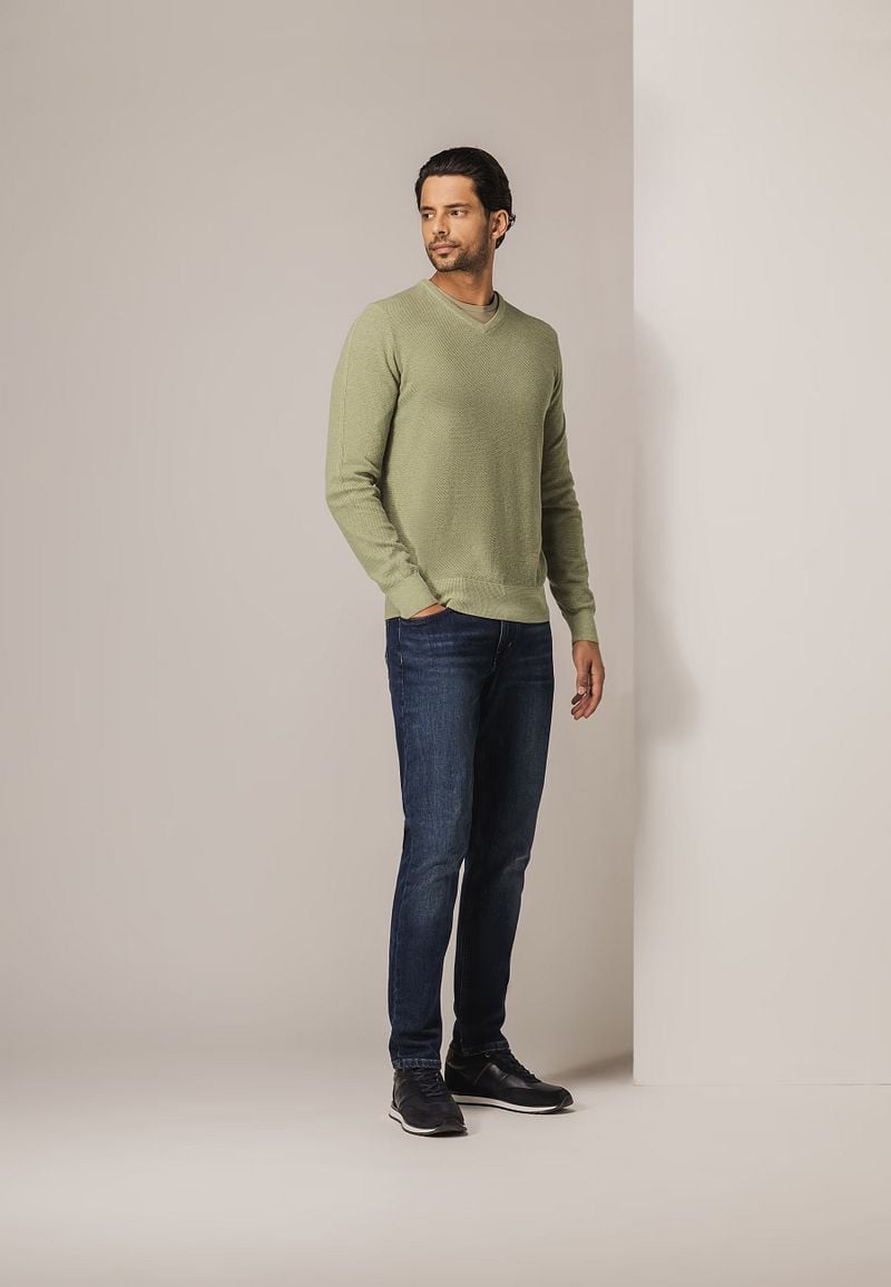 State Of Art Pullover Structure V-Ausschnitt Grün - Größe M günstig online kaufen