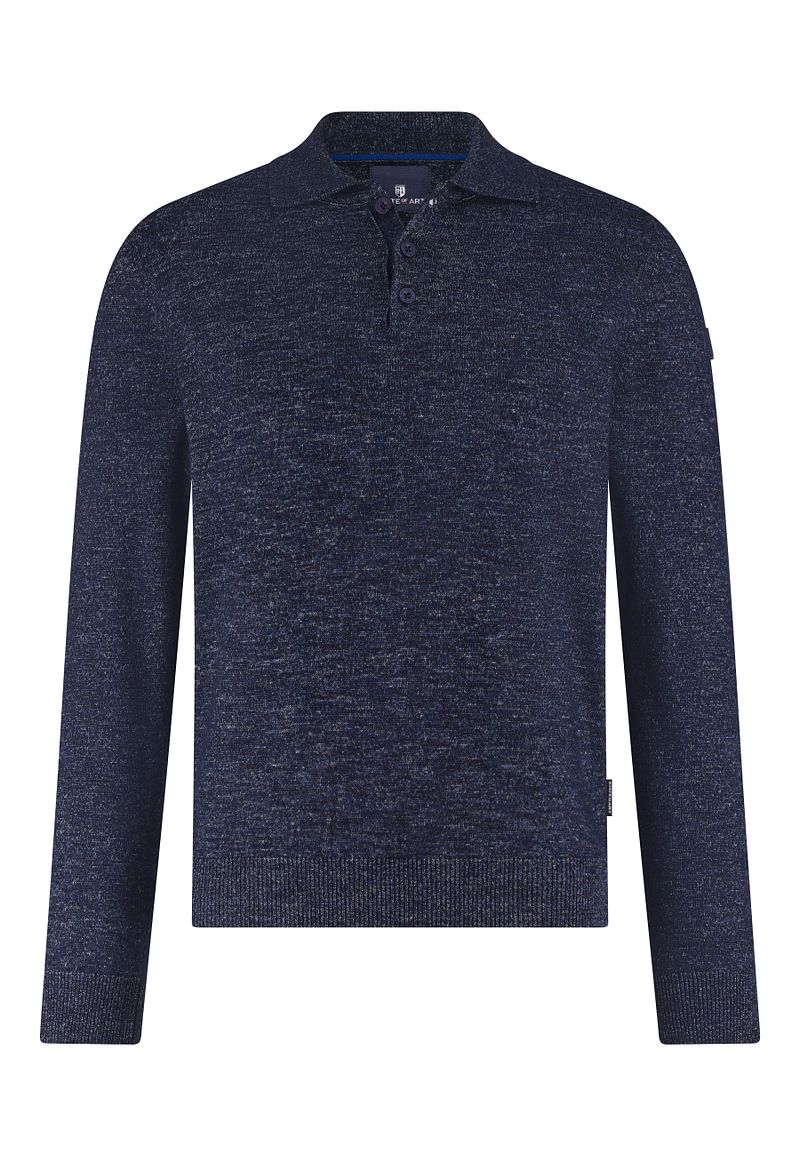 State Of Art Pullover mit Polokragen Melange Navy - Größe XL günstig online kaufen