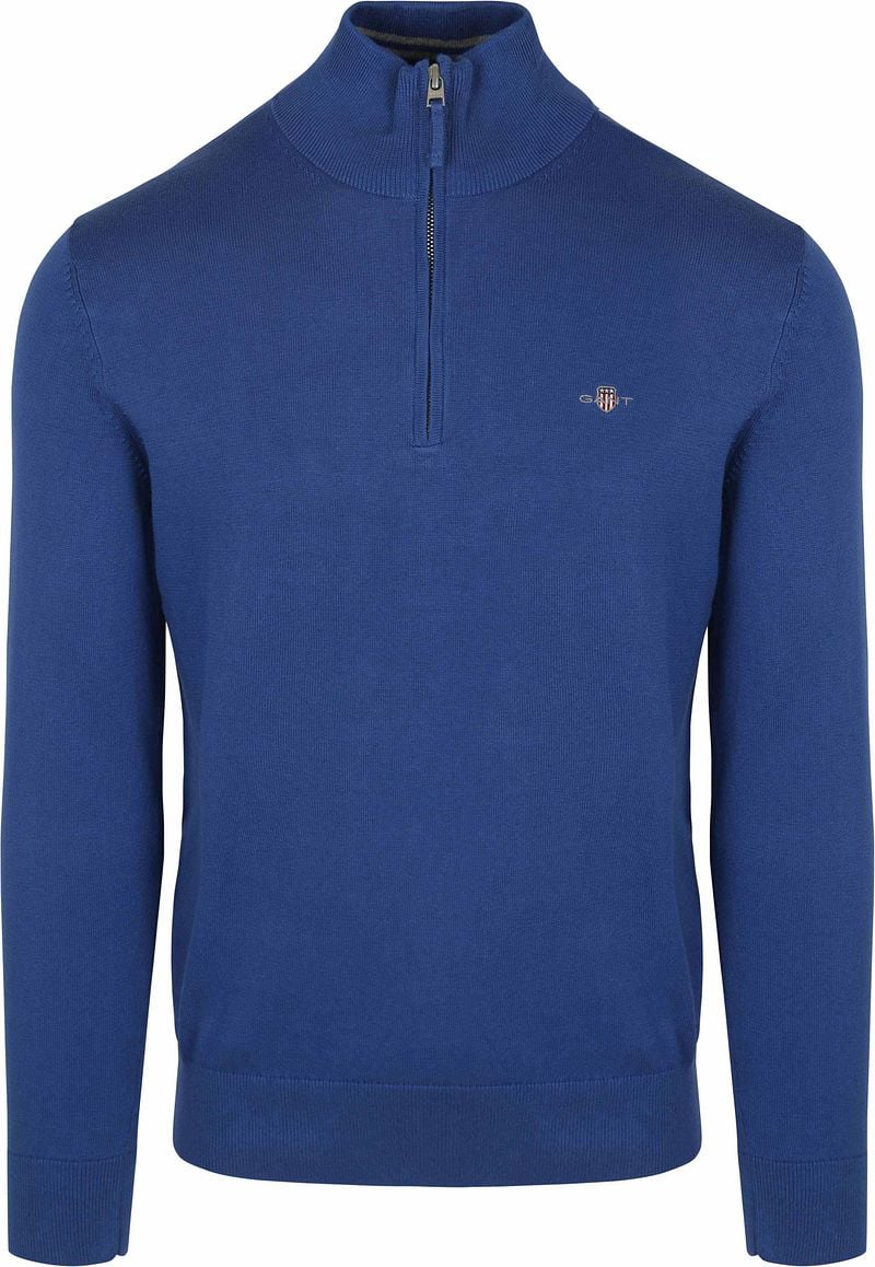 Gant Half Zip Trui Mid Blauw