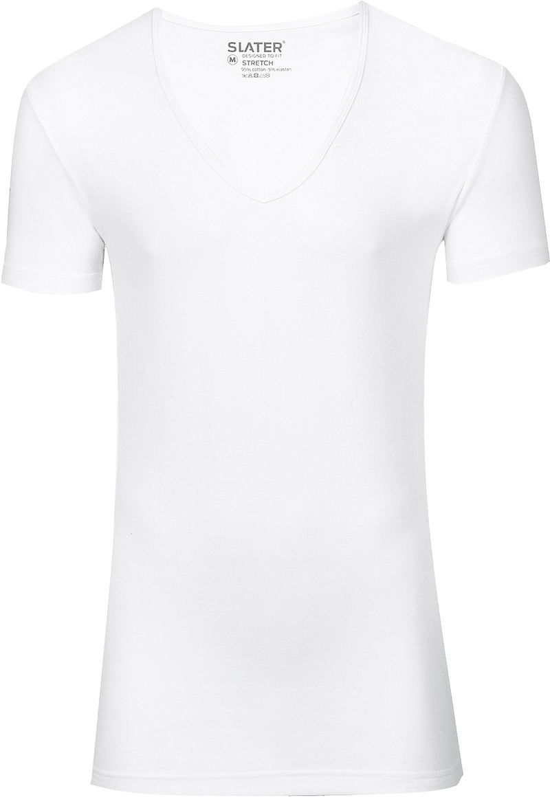 Slater 2er-Pack Stretch T-shirt Tiefer V-Ausschnitt Weiß - Größe XL günstig online kaufen