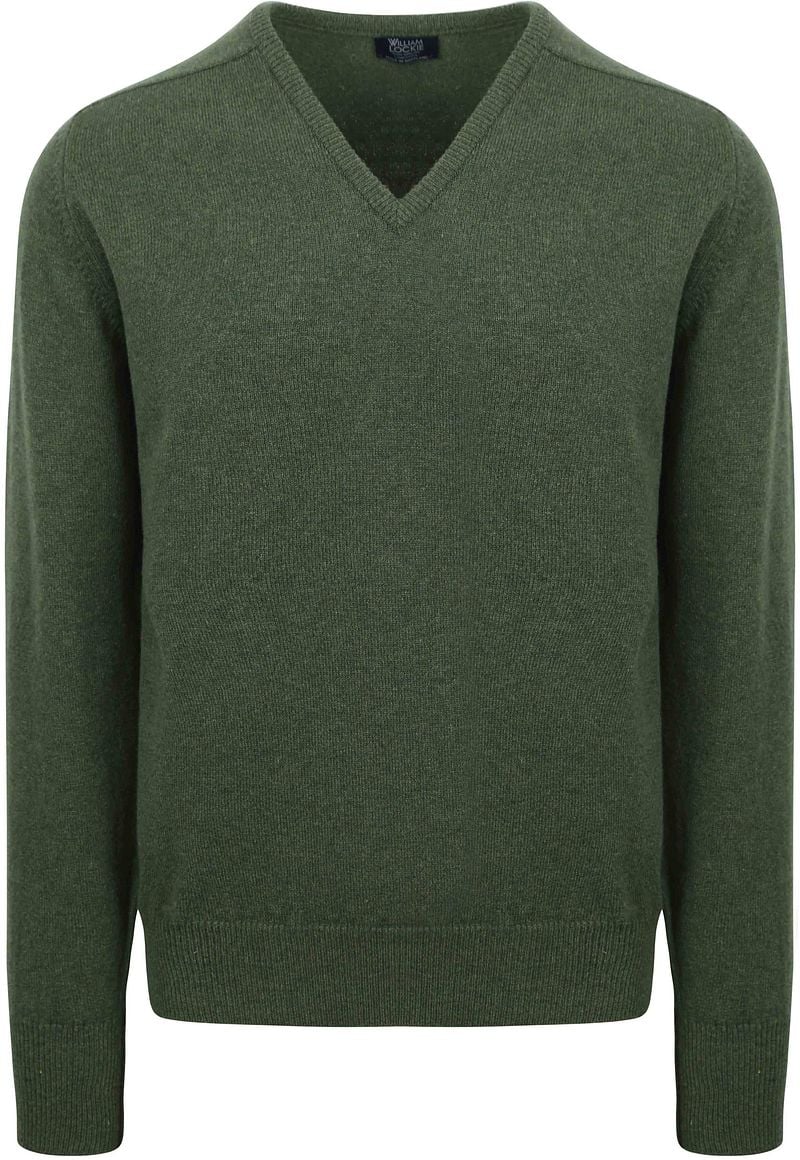 William Lockie V-Auschnitt Pullover Lammwolle Rosemary Grün - Größe M günstig online kaufen