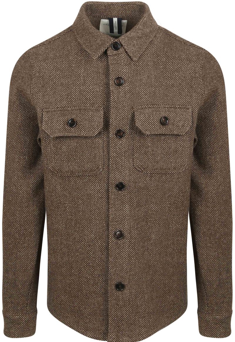 Profuomo Textuur Overshirt in Donkerbruin Brown Heren