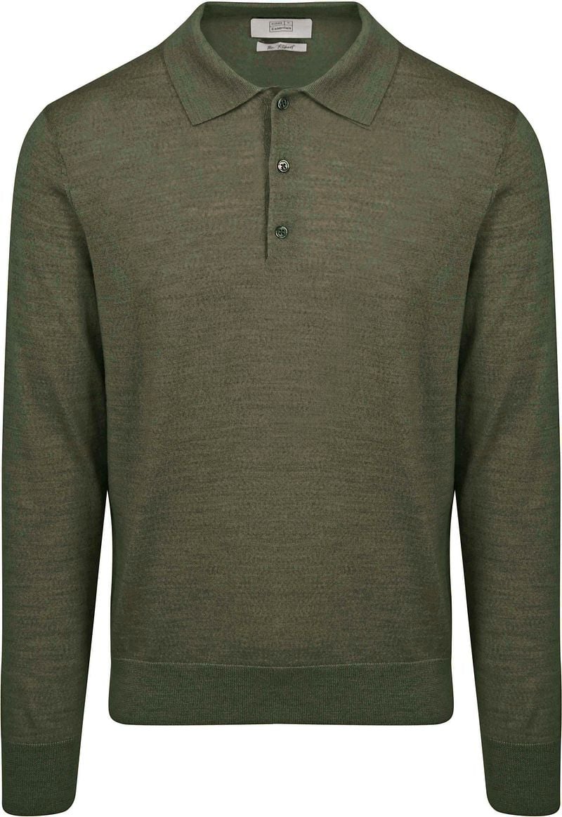 King Essentials The Robert Long Sleeve Poloshirt Merino Army Grün - Größe X günstig online kaufen