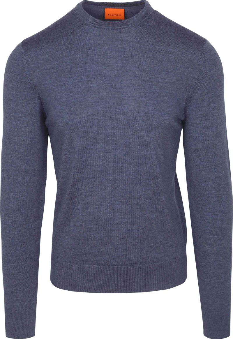 Suitable Merino Pullover Denim Blauw