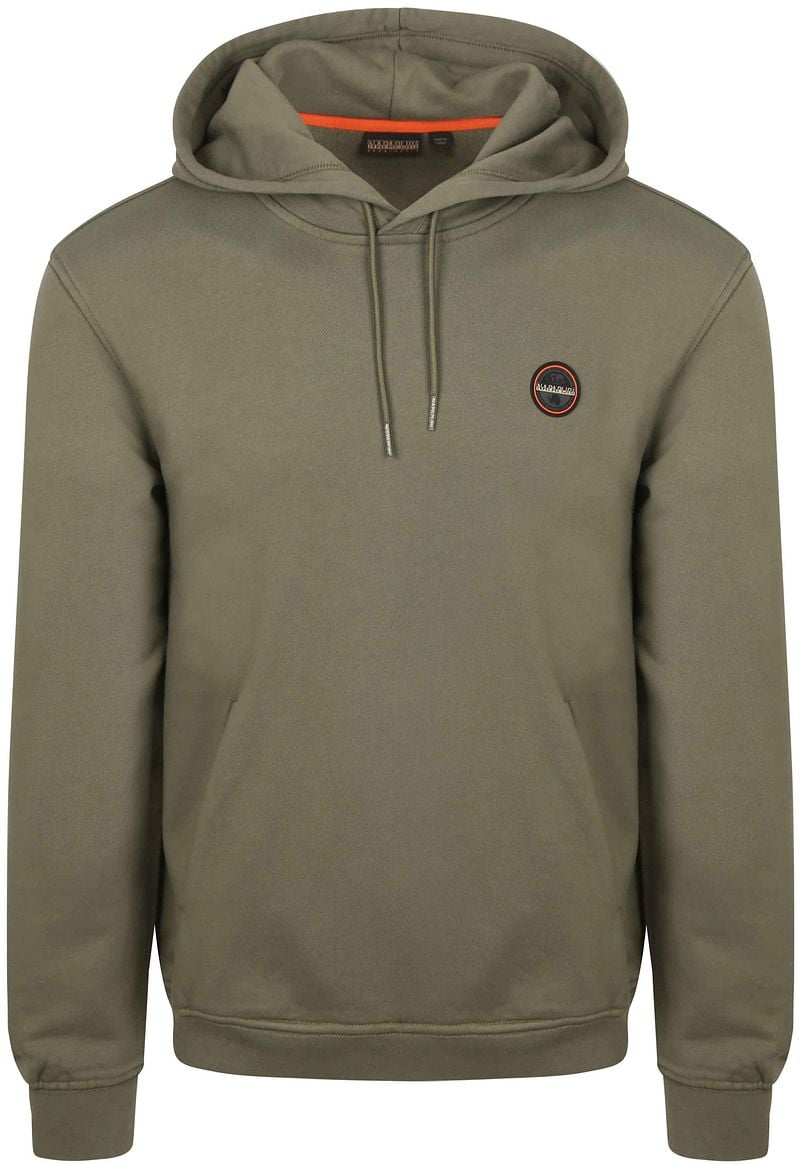 Napapijri Badge Hoodie Olivgrün - Größe M günstig online kaufen