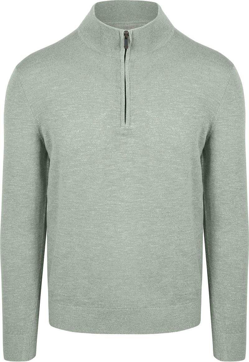 Suitable Slub Yarn Half Zip Pullover Grün - Größe M günstig online kaufen