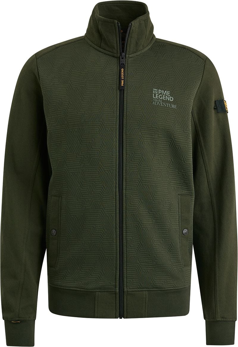 PME Legend Strickjacke Jacquard Interlock Olivgrün - Größe XL günstig online kaufen