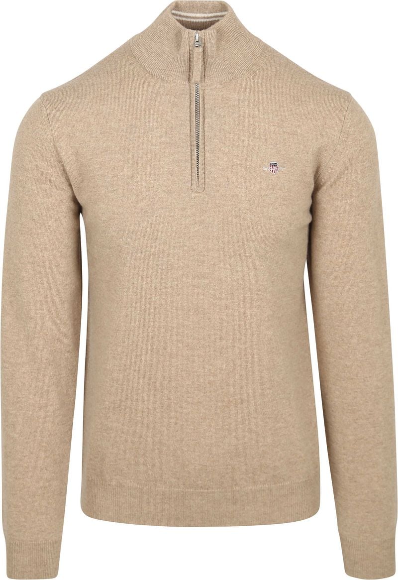 Gant Halfzip-Wollpullover Logo Beige - Größe XL günstig online kaufen