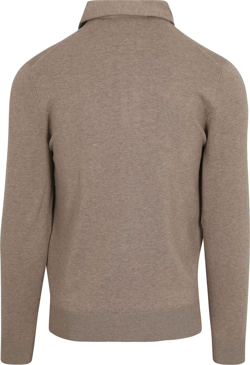 Profuomo Longsleeve Poloshirt Luxury Basic Taupe