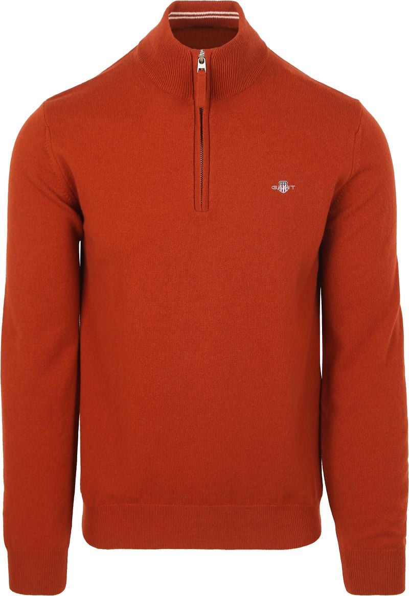 Gant Halfzip-Wollpullover mit Logo Rust - Größe 3XL günstig online kaufen