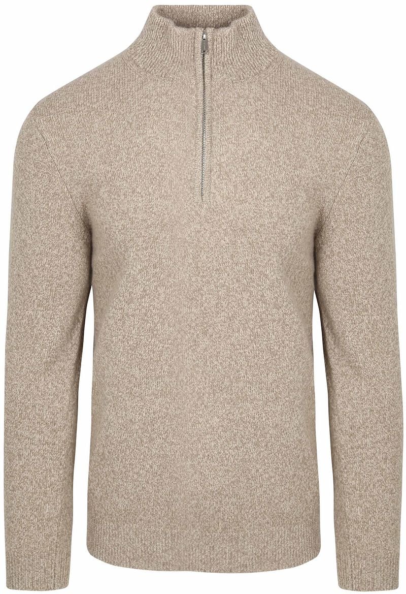 Profuomo Half Zip Pullover Lammwolle Melange Beige - Größe L günstig online kaufen