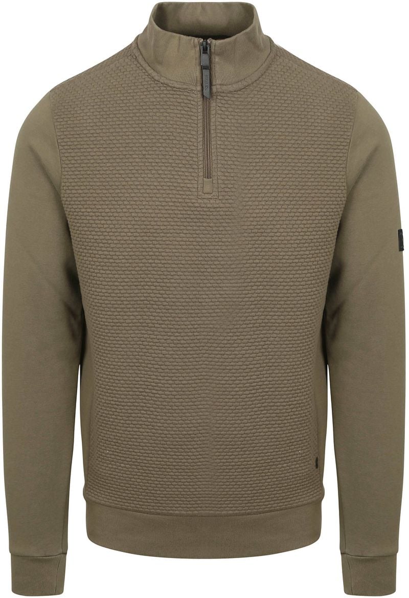 Petrol Half Zip Pullover Structure Olive - Größe 3XL günstig online kaufen