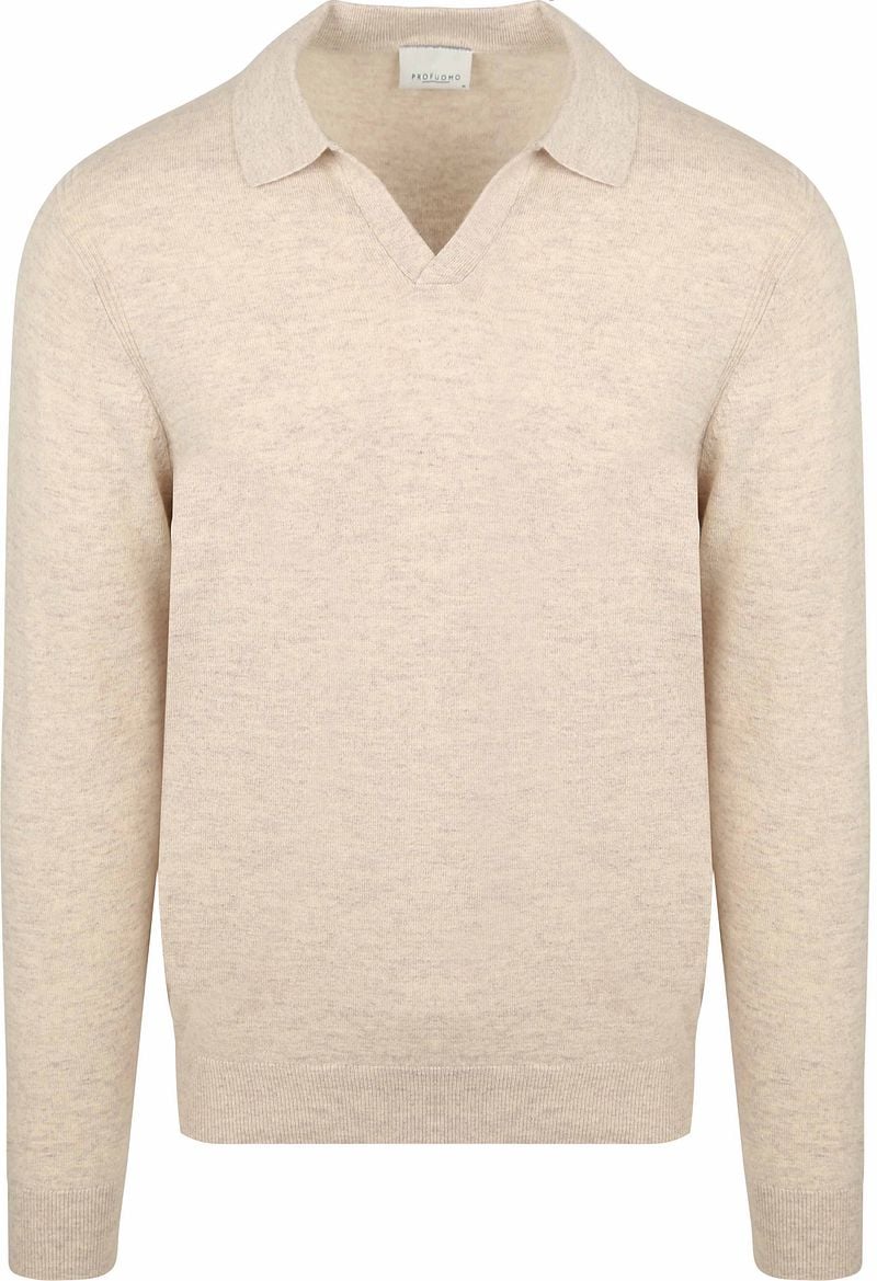 Profuomo Longsleeve Poloshirt Wool Blend Sand  - Größe XXL günstig online kaufen