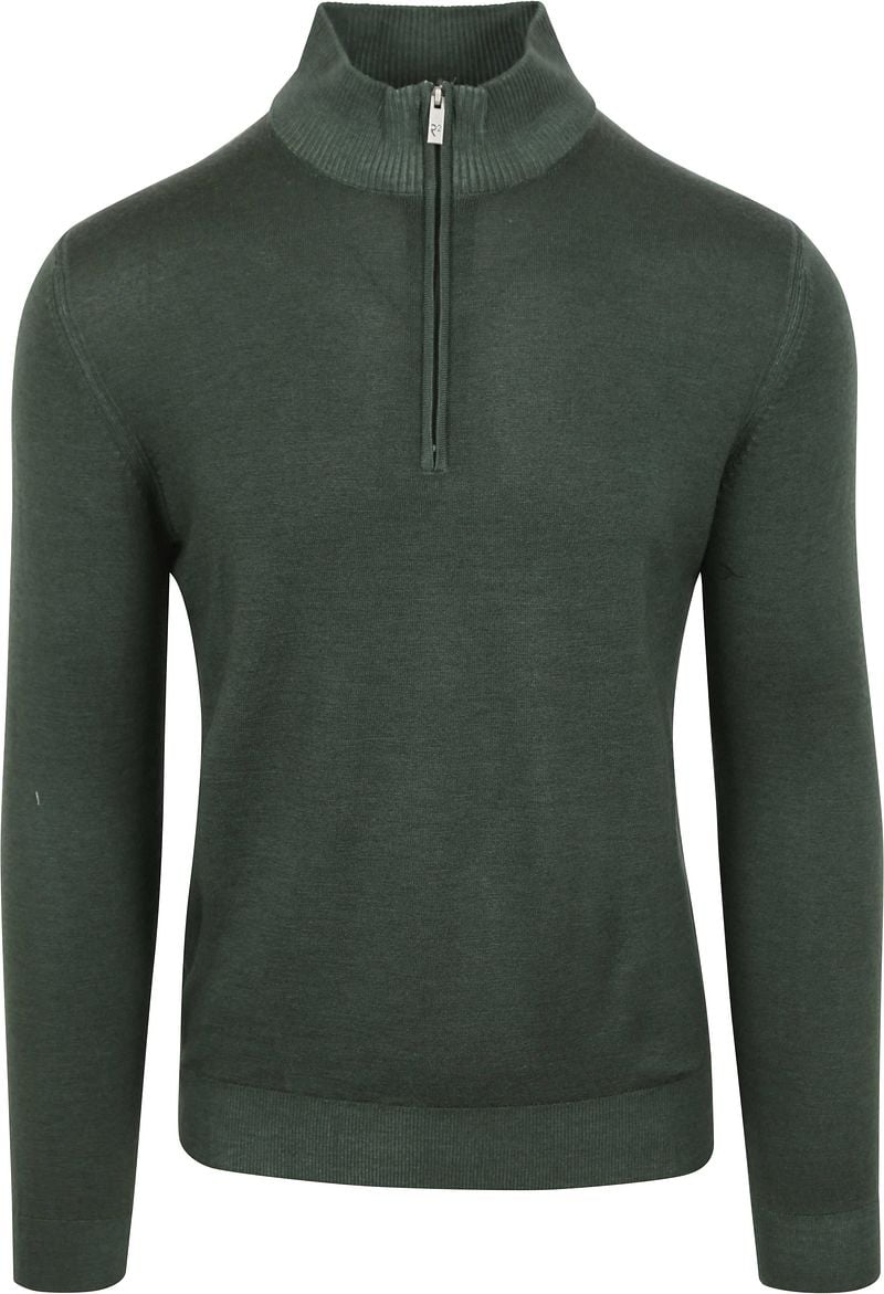 R2 Half Zip Pullover Merino Wolle Dunkelgrün - Größe M günstig online kaufen