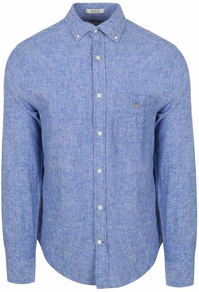 Gant Overhemd Linnen Blauw