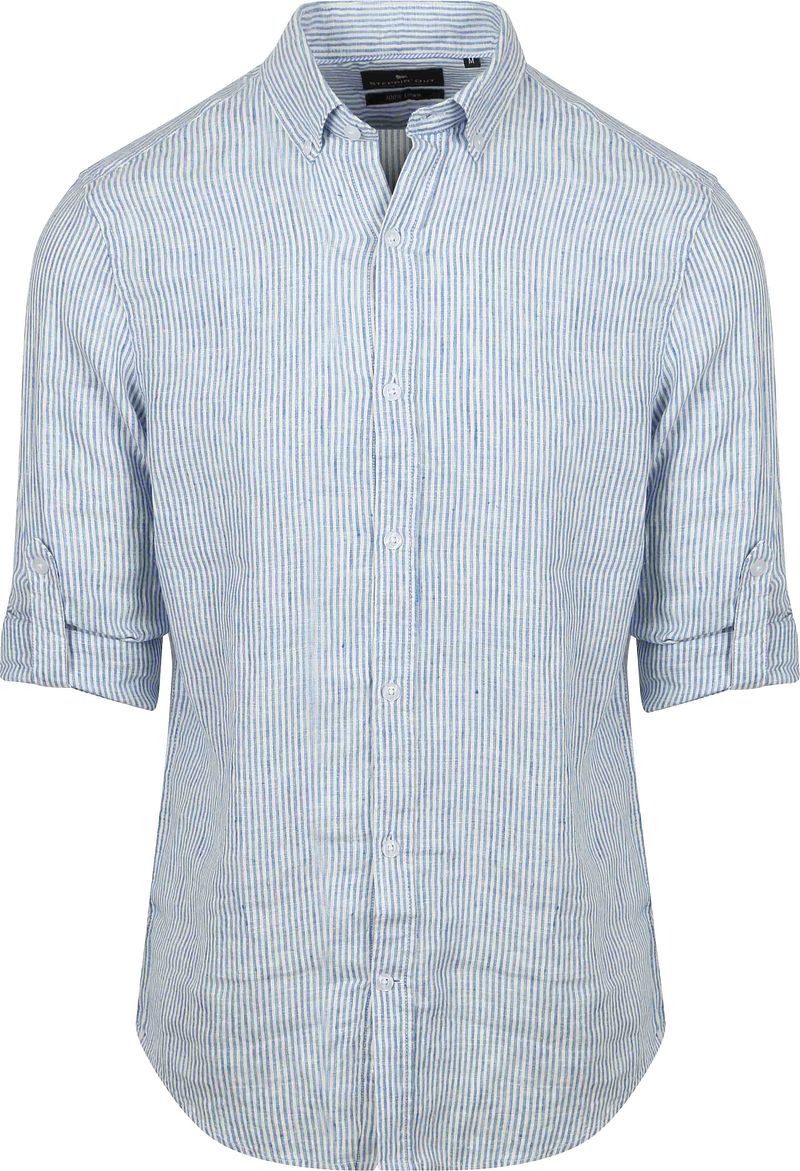 Steppin' Out Overhemd Linnen Streep Lichtblauw