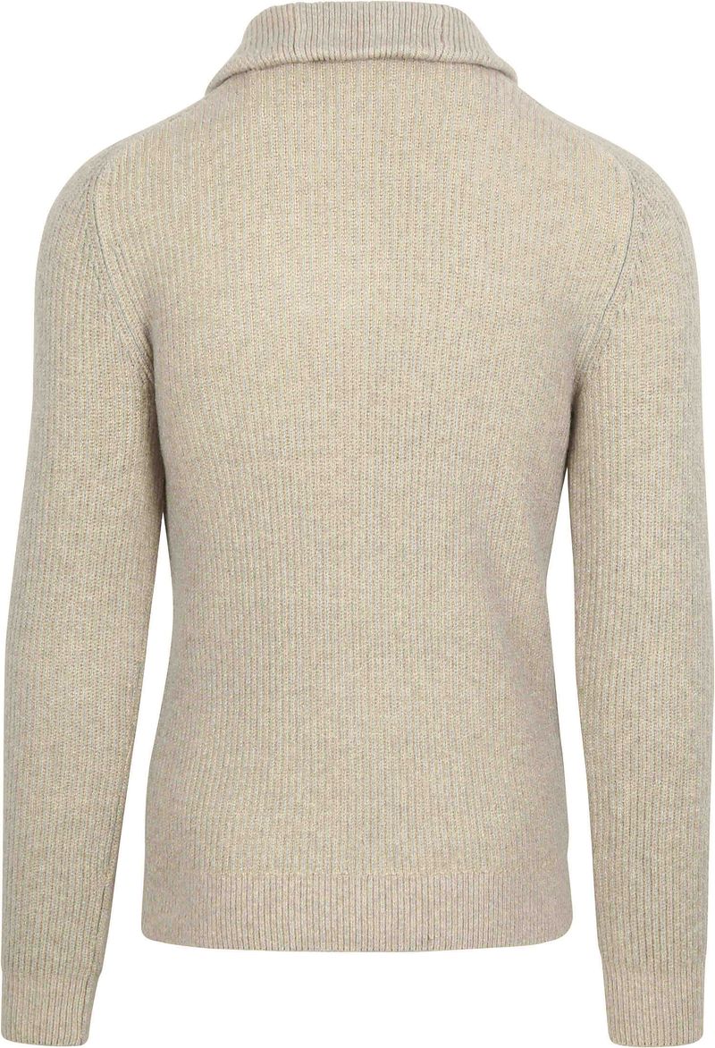 No Excess Half Zip Trui Two Coloured Melange Greige