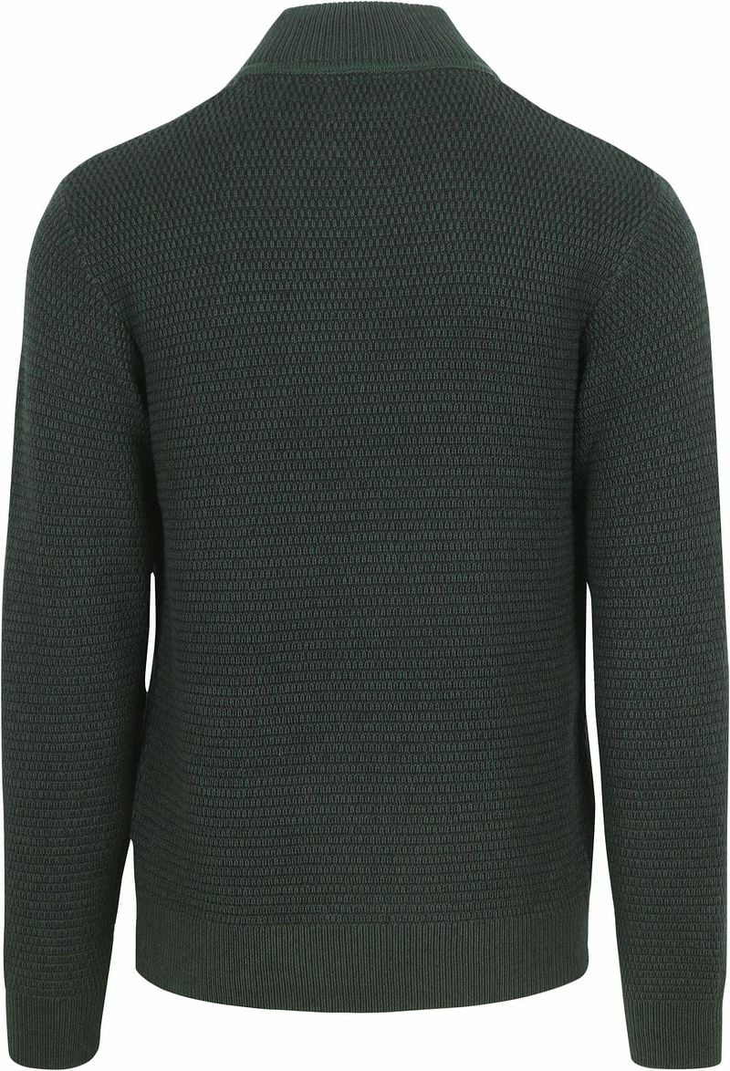 No Excess Half Zip Trui Structuur Melange Donkergroen