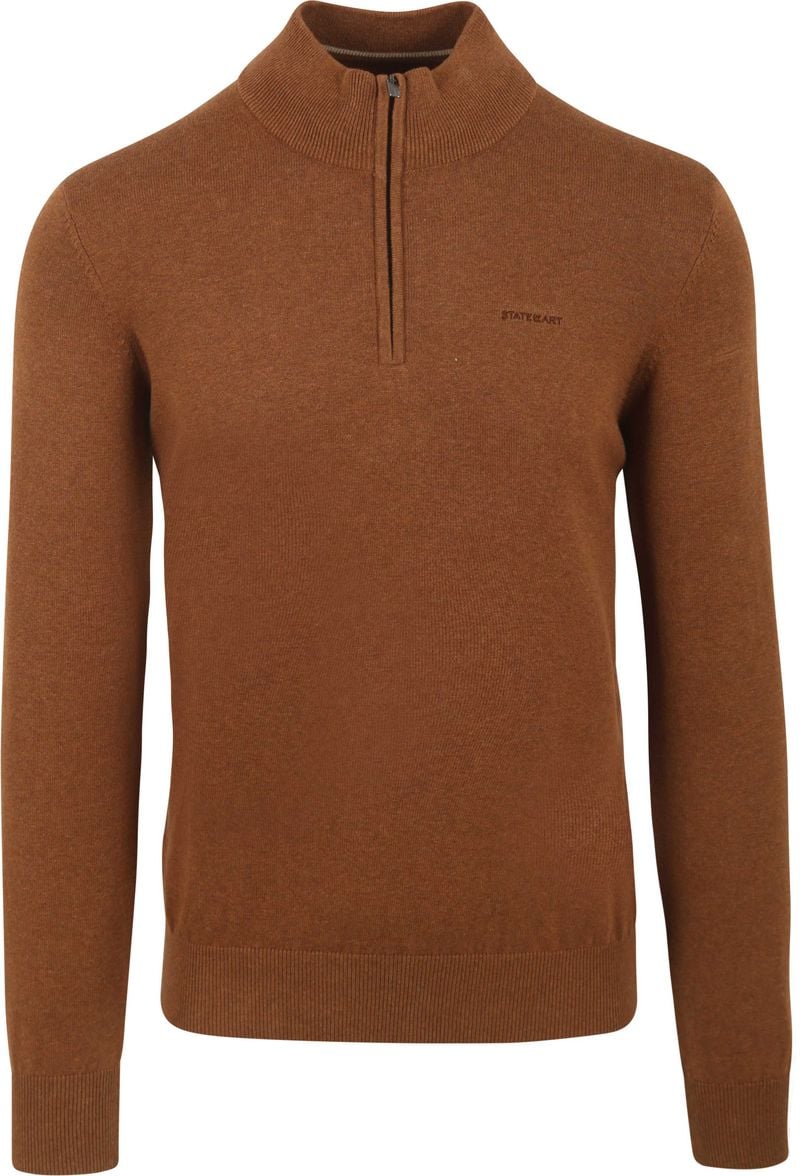 State of Art Half Zip Trui Hazelnut Bruin