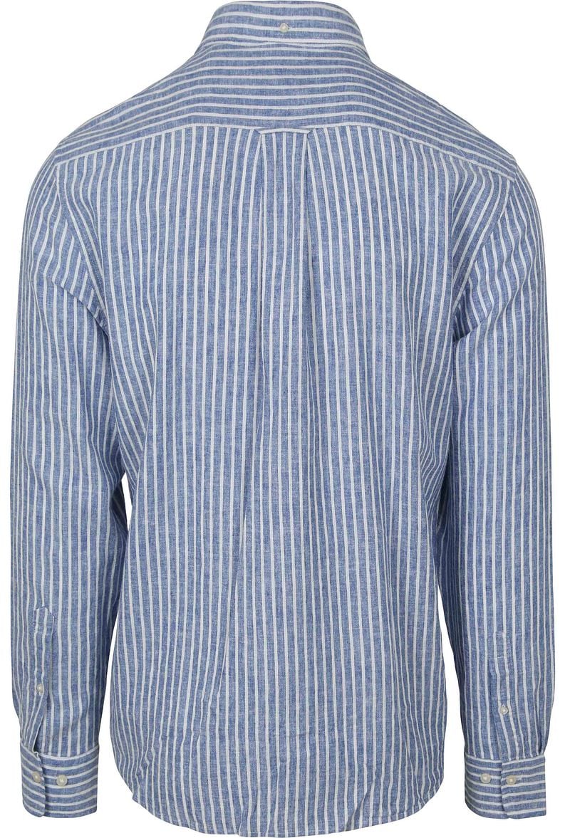Gant Casual Overhemd Streep Linnen Blauw