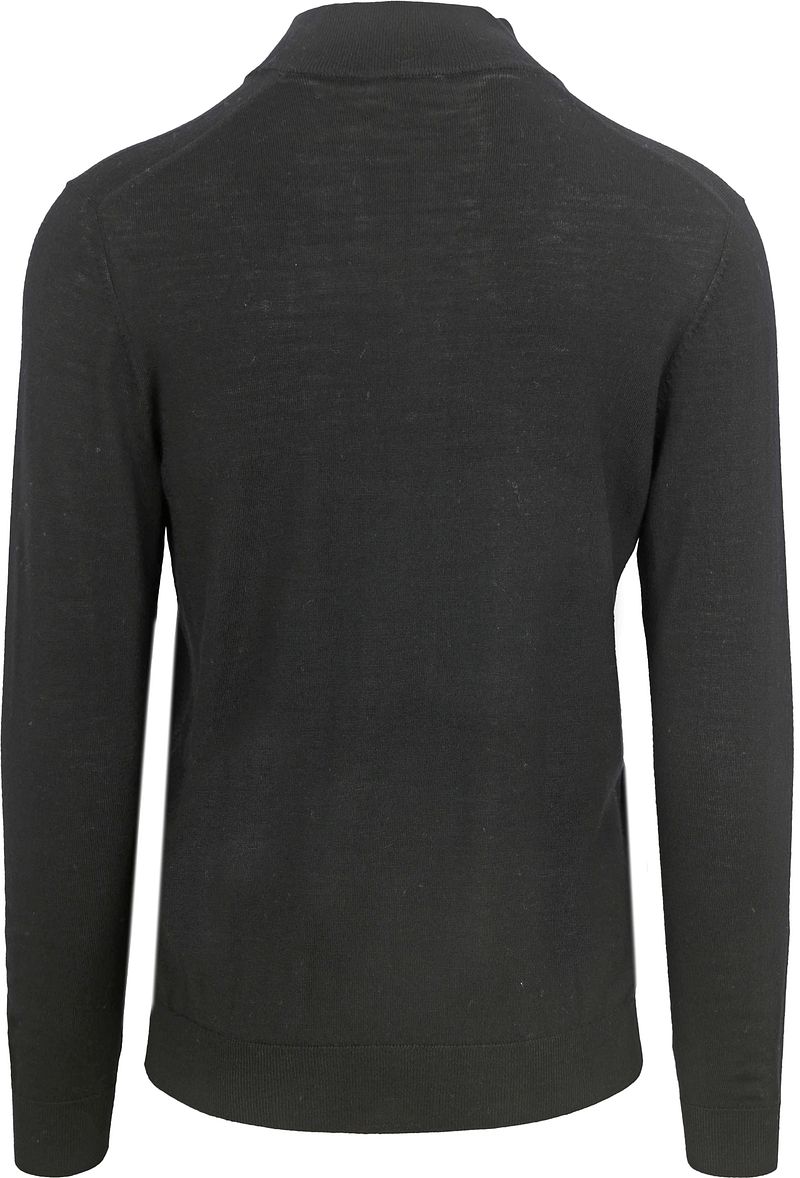 Profuomo Half Zip Pullover Merinowol Zwart