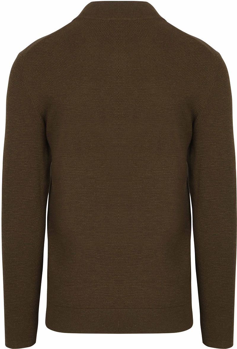Profuomo Half Zip Pullover Structure Donkergroen