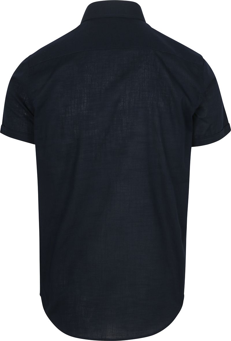 Suitable Korte Mouwen Overhemd Cotton Slub Navy