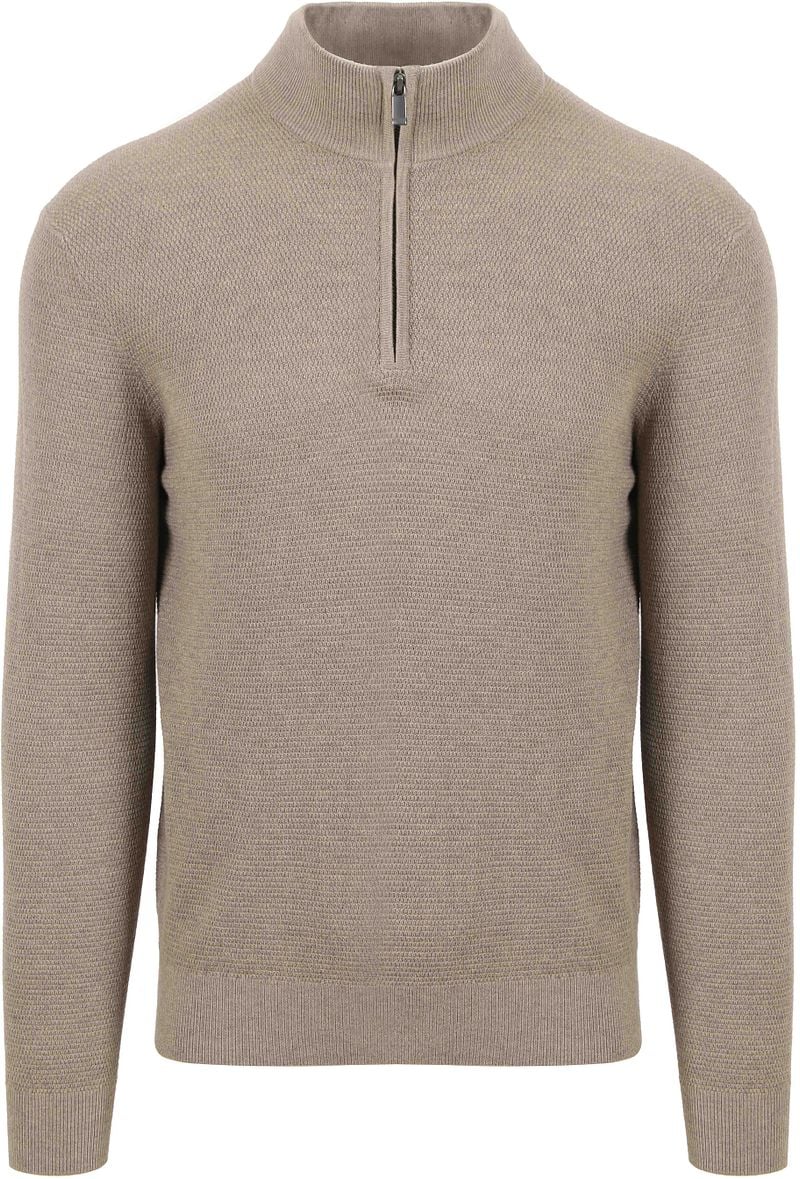 Suitable Structure Half Zip Pullover Taupe - Größe S günstig online kaufen