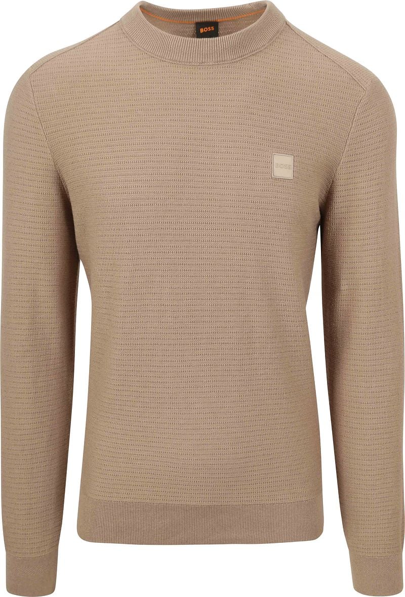 Hugo Boss Contrasterende Crew Neck Sweater Beige Heren