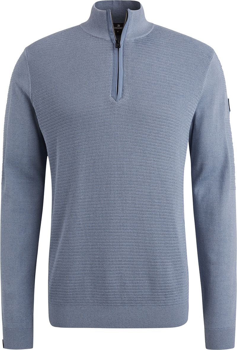 Vanguard Pullover halber Reißverschluss strukturiert Blau - Größe M günstig online kaufen