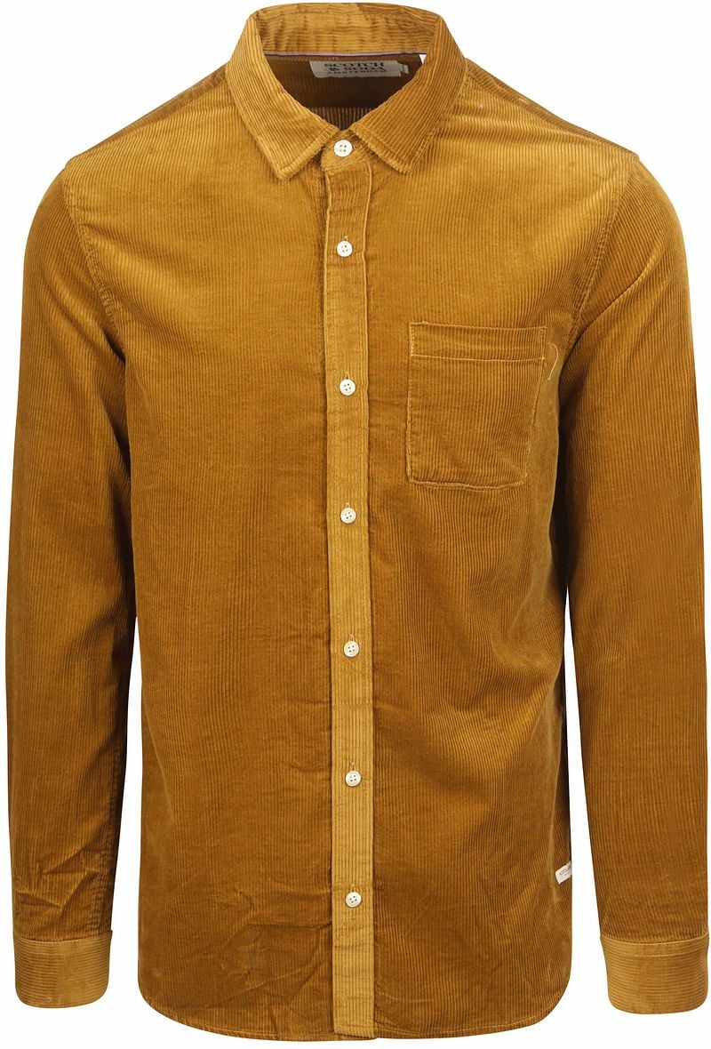 Scotch and Soda Solid Corduroy Overhemd Okergeel