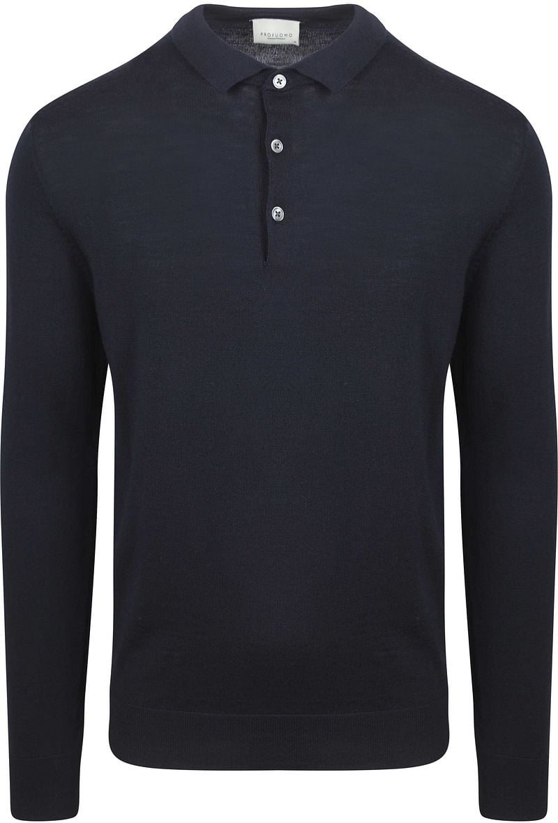 Profuomo Longsleeve Poloshirt Merinowolle Navy - Größe S günstig online kaufen