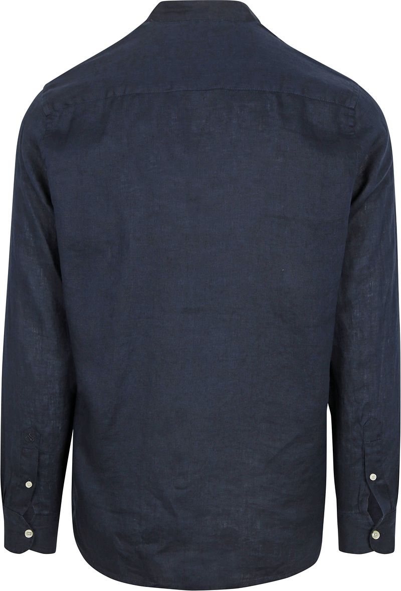 Scotch and Soda Linnen Mao Overhemd Navy