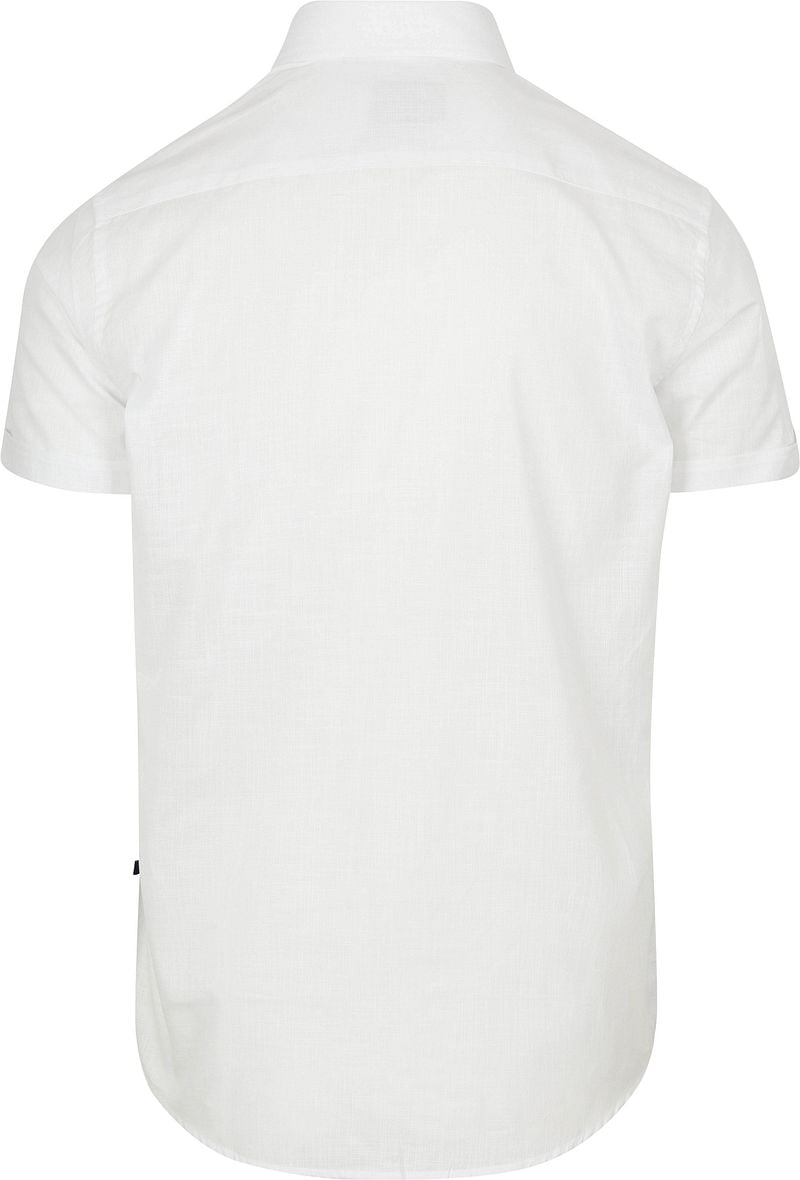 Suitable Korte Mouwen Overhemd Cotton Slub Wit